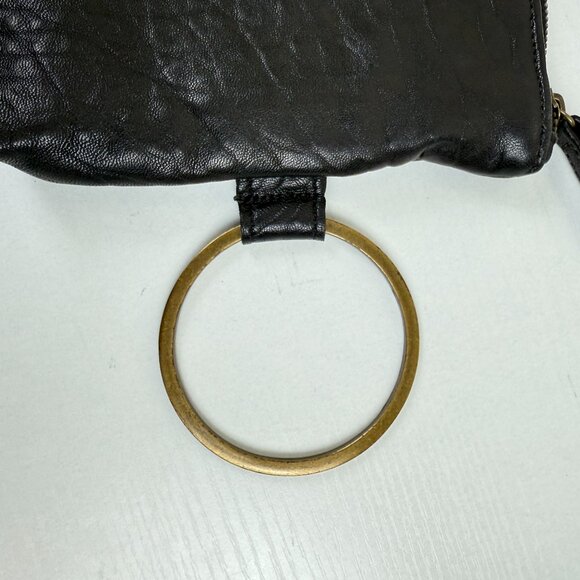 Kim White Super Soft Black Leather Wristlet/Ring Clutch - Picture 9 of 12